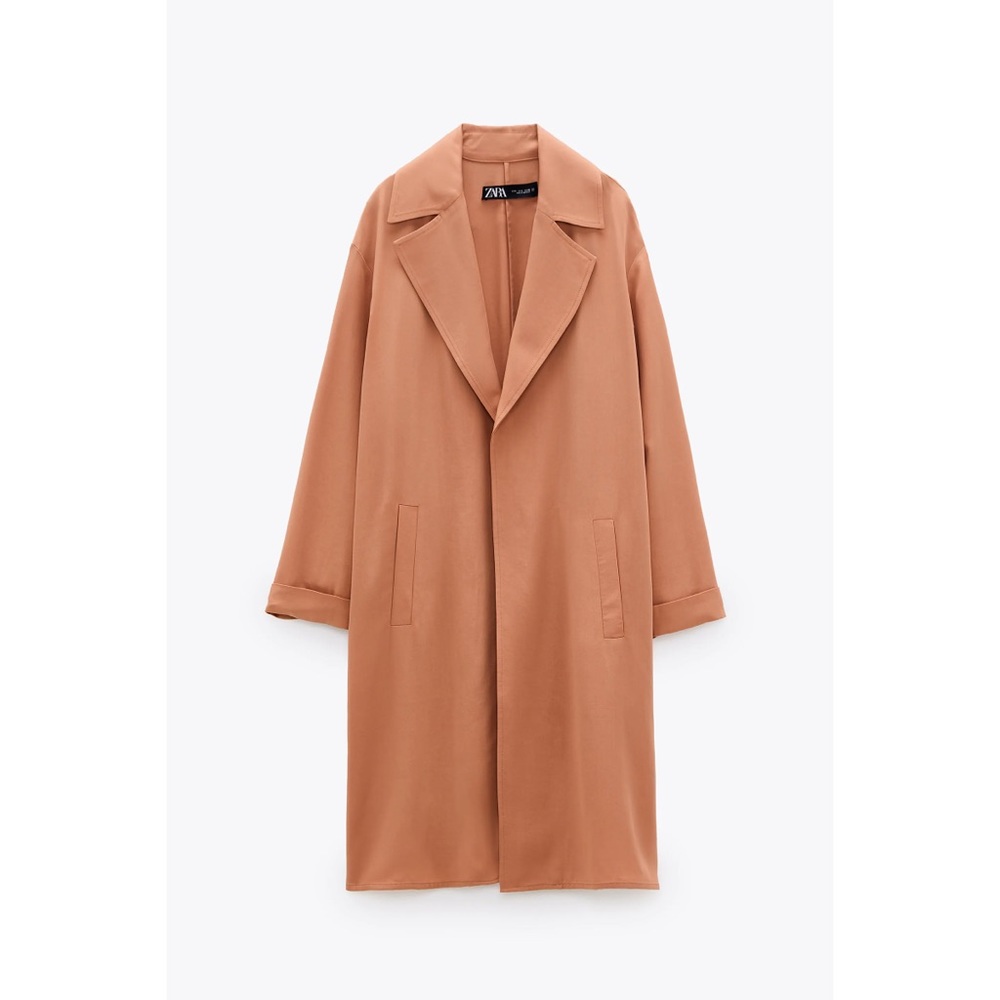 Zara Flowly Trench Coat Extra Small muted pink